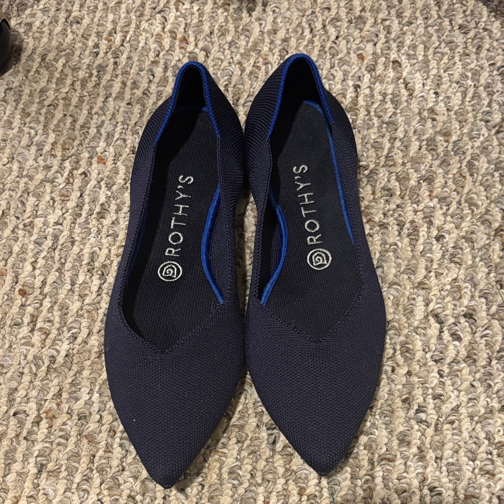Rothy's Dark Blue Pointed Flats with free pair!